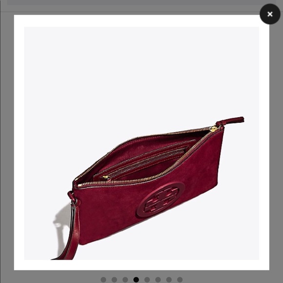 NWT Tory Burch Suede Charlie Clutch Garnet - Picture 3 of 6